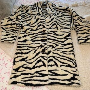 Vintage Mohair Zebra Sweater Coat large